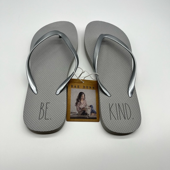 Rae dunn silver flip flops nwt- sold - Picture 3 of 5